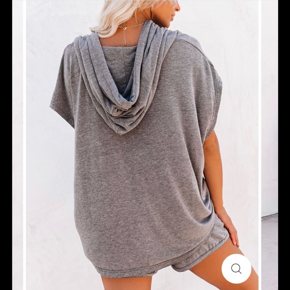 Campsite Pocketed Short Sleeve Knit Hoodie - Picture 2 of 3